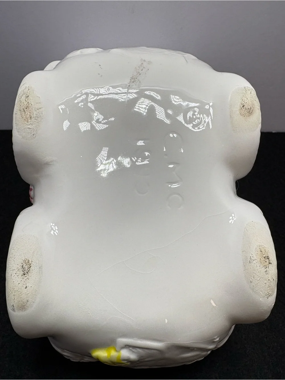 Glossy Ceramic Baby Carriage Planter in White with Pink, Blue & Yellow Accents